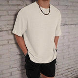 Men's Loose Hollow Solid Color Flow Round Neck T-shirt