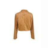 chaqueta Corta con Flecos y Cuello Sastre – Estilo Occidental Elegante