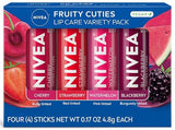 NIVEA Lip Care Fruit Paquete Variado – Bálsamo labial tintado para labios hermosos y suaves – Paquete de 4