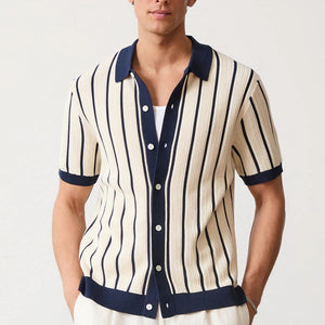 Polo Tejido para Hombre – Manga Corta, Cuello Tipo Camisa y Color Sólido