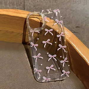 Funda Transparente para Celular con Moño – Protección Elegante de Pantalla Completa