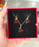 DUO COLLAR + ARETE CEREZA