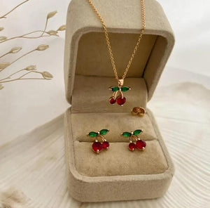 DUO COLLAR + ARETE CEREZA