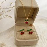 DUO COLLAR + ARETE CEREZA
