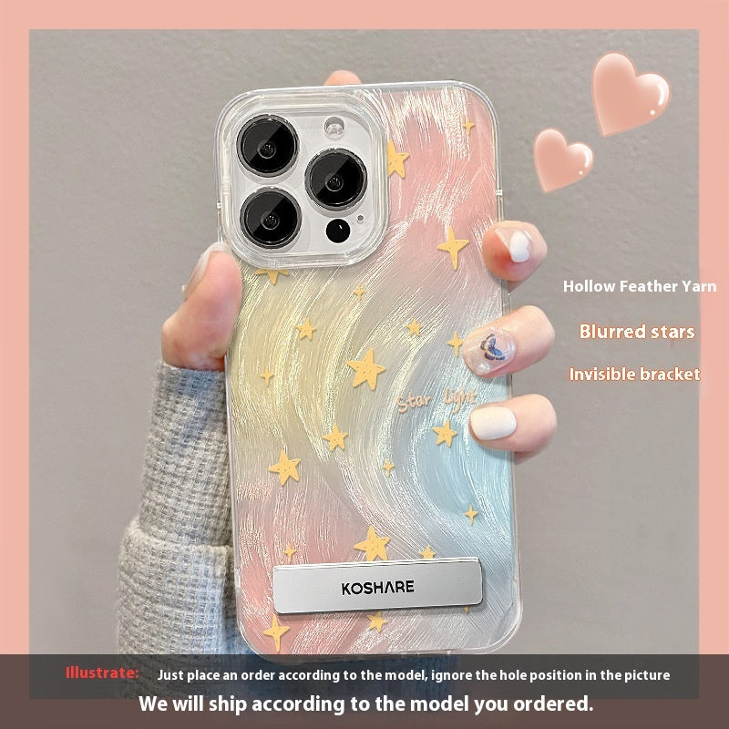 Funda para iPhone 15 con Soporte en Forma de Estrella – Diseño Difuminado y Elegante