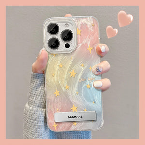 Funda para iPhone 15 con Soporte en Forma de Estrella – Diseño Difuminado y Elegante