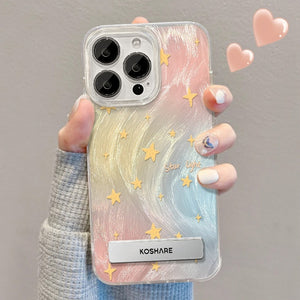 Funda para iPhone 15 con Soporte en Forma de Estrella – Diseño Difuminado y Elegante