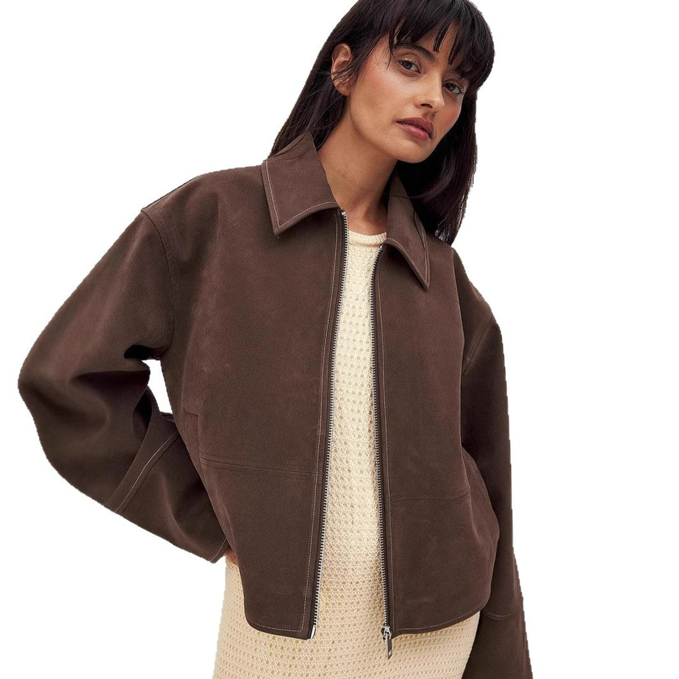 Chaqueta Marrón Oscura – Estilo Europeo y Americano con Toque Moderno